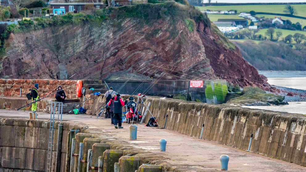 Fishing from the harbour at Watchet